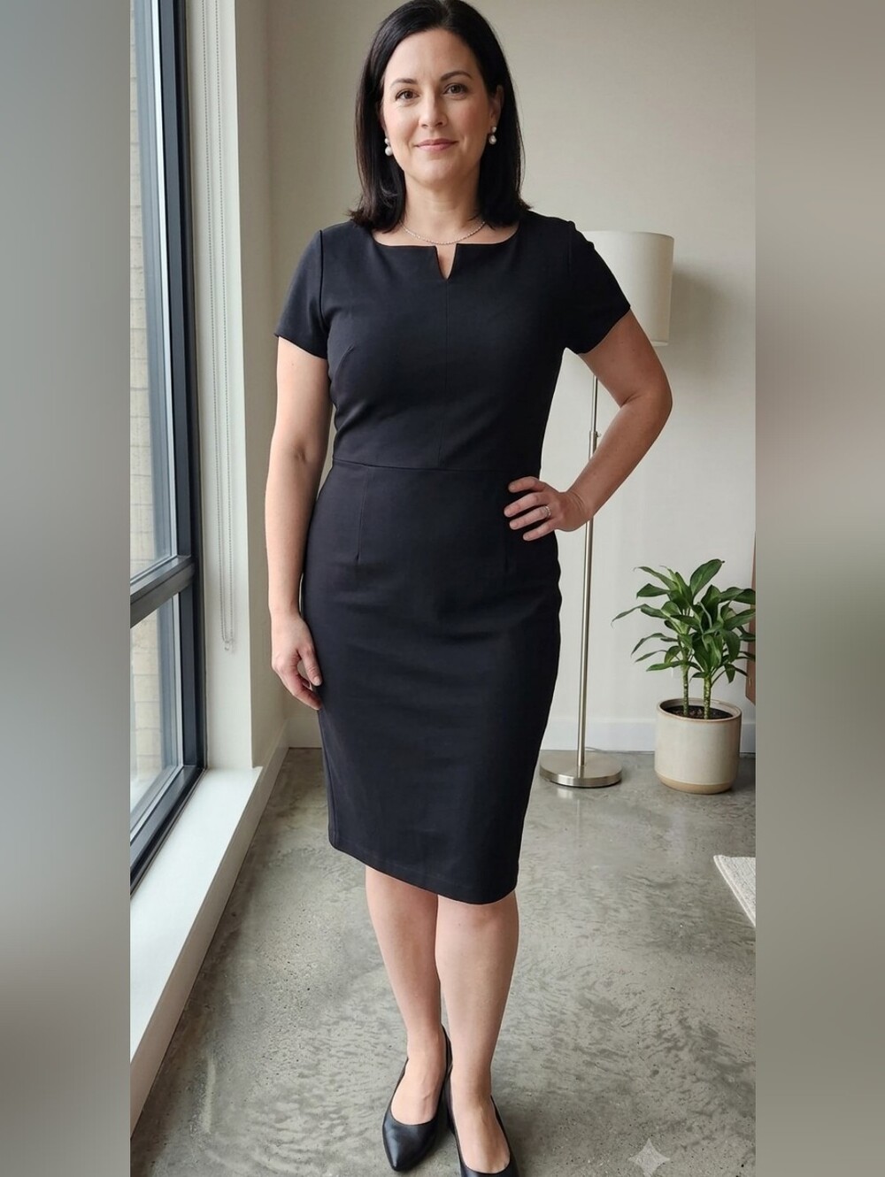 Mary Crafts Black Sheath Dress Women’s Size 18 Short Sleeve Career Work Office